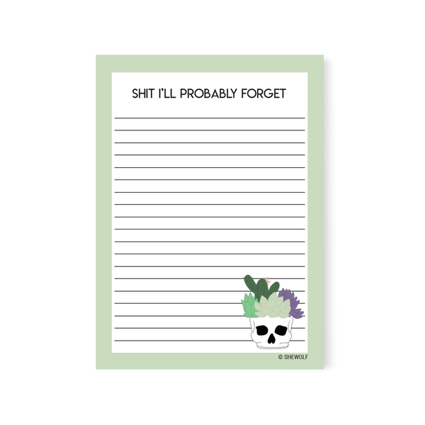 Shit I'll forget succulent notepad